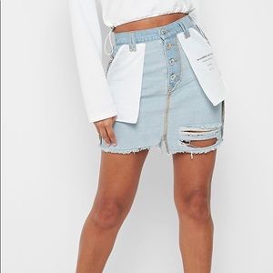 Maniere De Voir Inside Out Denim Mini Skirt